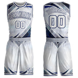 Custom White Gray-Navy Nebula Starry Galaxy Space Round Neck Sublimation Basketball Uniform Jersey