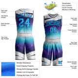 Custom White Sky Blue Purple-Navy Nebula Starry Galaxy Space Round Neck Sublimation Basketball Uniform Jersey