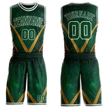Custom Green Yellow-White Nebula Starry Galaxy Space Round Neck Sublimation Basketball Uniform Jersey