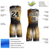 Custom Yellow Black-White Nebula Starry Galaxy Space Round Neck Sublimation Basketball Uniform Jersey