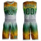 Custom Yellow Green Gray-White Nebula Starry Galaxy Space Round Neck Sublimation Basketball Uniform Jersey