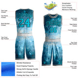 Custom Blue Lakes Blue Black-White Nebula Starry Galaxy Space Round Neck Sublimation Basketball Uniform Jersey