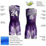 Custom Purple White-Black Nebula Starry Aurora Galaxy Space Round Neck Sublimation Basketball Uniform Jersey