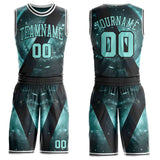 Custom Black Ice Blue-White Nebula Starry Galaxy Space Round Neck Sublimation Basketball Uniform Jersey