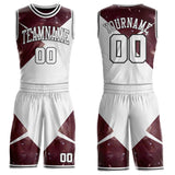 Custom White Red-Black Nebula Starry Galaxy Space Geometric Round Neck Sublimation Basketball Uniform Jersey