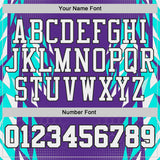 Custom Purple White Green-Black Geometric Triangle Round Neck Sublimation Basketball Uniform Jersey