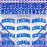 Custom White Purple-Lakes Blue Geometric Grid Round Neck Sublimation Basketball Uniform Jersey