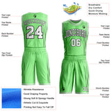 Custom Pea Green White-Black Dot Line Round Neck Sublimation Basketball Uniform Jersey