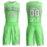 Custom Pea Green White-Black Dot Line Round Neck Sublimation Basketball Uniform Jersey