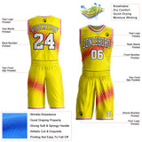 Custom Light Yellow White Neon Pink-Black Geometric Triangle Gradient Round Neck Sublimation Basketball Uniform Jersey