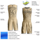 Custom City Cream Black-White Geometric Hexagon Gradient Round Neck Sublimation Basketball Uniform Jersey