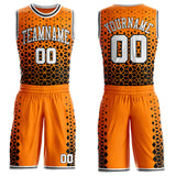 Custom Bay Orange White-Black Geometric Hexagon Gradient Round Neck Sublimation Basketball Uniform Jersey