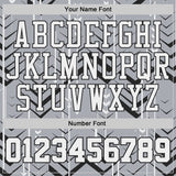 Custom Gray White-Black Geometric Chevron Pattern Round Neck Sublimation Basketball Uniform Jersey