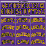 Custom Purple Black-Yellow Geometric Chevron Pattern Round Neck Sublimation Basketball Uniform Jersey