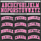 Custom Black Pink-White Geometric Stripes Round Neck Sublimation Basketball Uniform Jersey