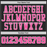 Custom Black Pink-White Geometric Stripes Round Neck Sublimation Basketball Uniform Jersey