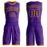 Custom Purple-Yellow Dot Gradient Round Neck Sublimation Basketball Uniform Jersey