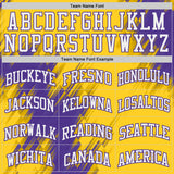 Custom Yellow White-Purple Brush Stroke Geometric Round Neck Sublimation Basketball Uniform Jersey