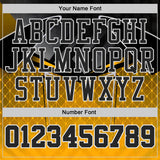 Custom Black Gold-White Geometric Diamond Gradient Round Neck Sublimation Basketball Uniform Jersey