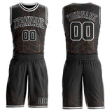 Custom Black-White Geometric Grid Round Neck Sublimation Basketball Uniform Jersey
