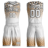 Custom White City Cream-Black Geometric Triangle Gradient Round Neck Sublimation Basketball Uniform Jersey