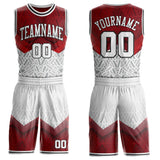 Custom Red White-Black Geometric Triangle Gradient Round Neck Sublimation Basketball Uniform Jersey