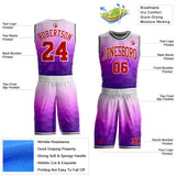 Custom Purple Red White-Black Hexagon Gradient Round Neck Sublimation Basketball Uniform Jersey