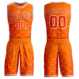 Custom Orange-White Checkered Gradient Round Neck Sublimation Basketball Uniform Jersey