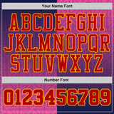 Custom Purple Red Hot Pink Gold-White Geometric Texture Gradient Round Neck Sublimation Basketball Uniform Jersey