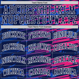 Custom Navy Hot Pink White-Gold Stripe Gradient Round Neck Sublimation Basketball Uniform Jersey