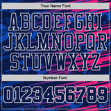 Custom Navy Hot Pink White-Gold Stripe Gradient Round Neck Sublimation Basketball Uniform Jersey