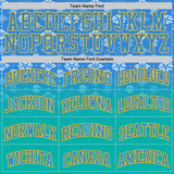 Custom Powder Blue Aqua-Gold Floral Texture Gradient Round Neck Sublimation Basketball Uniform Jersey