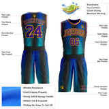Custom Black Purple Blue-Gold Halftone Dot Texture Gradient Round Neck Sublimation Basketball Uniform Jersey