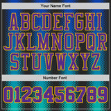 Custom Black Purple Blue-Gold Halftone Dot Texture Gradient Round Neck Sublimation Basketball Uniform Jersey