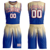 Custom Cream White Royal Red Purple-Gold Speed Line Gradient Round Neck Sublimation Basketball Uniform Jersey