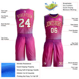 Custom Pink White Red Purple-Gold Triangle Dot Gradient Round Neck Sublimation Basketball Uniform Jersey