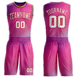 Custom Pink White Red Purple-Gold Triangle Dot Gradient Round Neck Sublimation Basketball Uniform Jersey