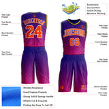 Custom Purple Orange Pink White Navy-Gold Triangle Dot Gradient Round Neck Sublimation Basketball Uniform Jersey
