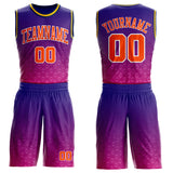 Custom Purple Orange Pink White Navy-Gold Triangle Dot Gradient Round Neck Sublimation Basketball Uniform Jersey