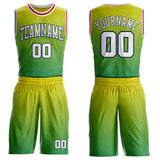 Custom Green White Navy-Red Micro Chevron Gradient Round Neck Sublimation Basketball Uniform Jersey