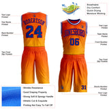 Custom Orange Royal Yellow Fire Red Purple-White Horizontal Stripe Gradient Round Neck Sublimation Basketball Uniform Jersey