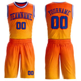 Custom Orange Royal Yellow Fire Red Purple-White Horizontal Stripe Gradient Round Neck Sublimation Basketball Uniform Jersey