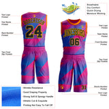 Custom Pink Black Blue Gold-Orange Geometric Triangle Gradient Round Neck Sublimation Basketball Uniform Jersey