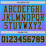 Custom Blue Black Gold-Orange Geometric Gradient Round Neck Sublimation Basketball Uniform Jersey