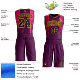 Custom Purple Black Pink Gold-Orange Gradient Line Round Neck Sublimation Basketball Uniform Jersey