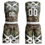 Custom Camo White-Black Digital Camouflage Claw Round Neck Sublimation Salute To Service Basketball Uniform Jersey