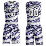 Custom Camo White-Black Digital Camouflage Claw Round Neck Sublimation Salute To Service Basketball Uniform Jersey