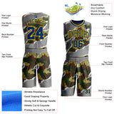 Custom Camo US Navy Blue-Yellow Digital Camouflage Torn Paper Style Round Neck Sublimation Salute To Service Basketball Uniform Jersey