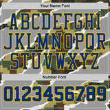 Custom Camo US Navy Blue-Yellow Digital Camouflage Torn Paper Style Round Neck Sublimation Salute To Service Basketball Uniform Jersey