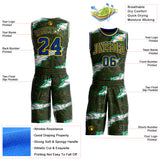 Custom Camo US Navy Blue-Yellow Digital Camouflage Torn Paper Style Round Neck Sublimation Salute To Service Basketball Uniform Jersey